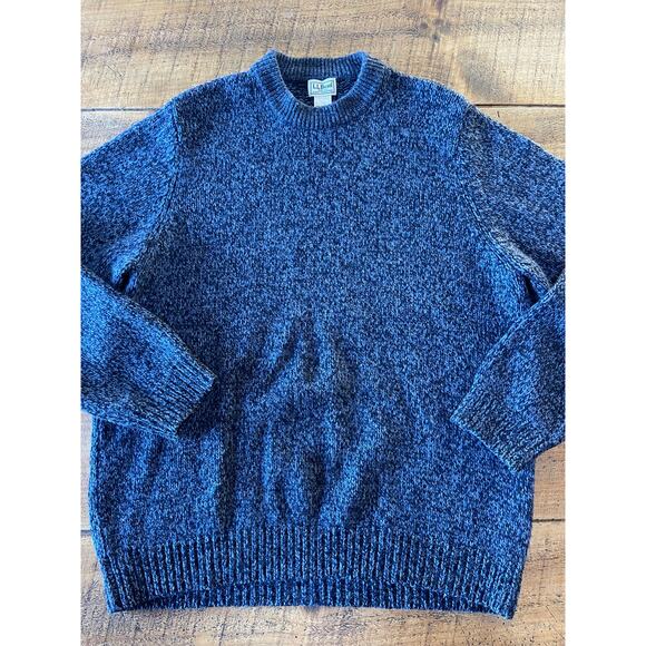 Mens LL Bean 100% Lambswool Blue Pullover Chunky Long Sleeve Sweater Size XL Reg - Picture 1 of 8